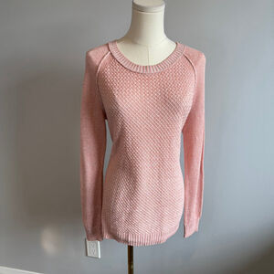 Faded Glory Women's Long Sleeve Cotton Knit Sweater Coral Pink, Sz L